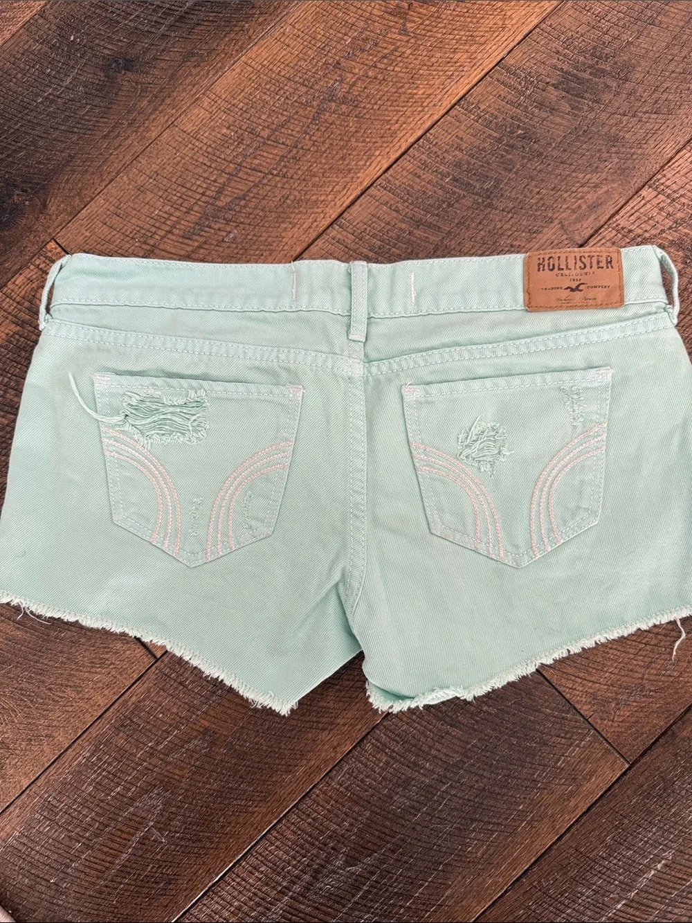 Y2K Hollister Mint Green Ripped Denim Short Shorts - Women